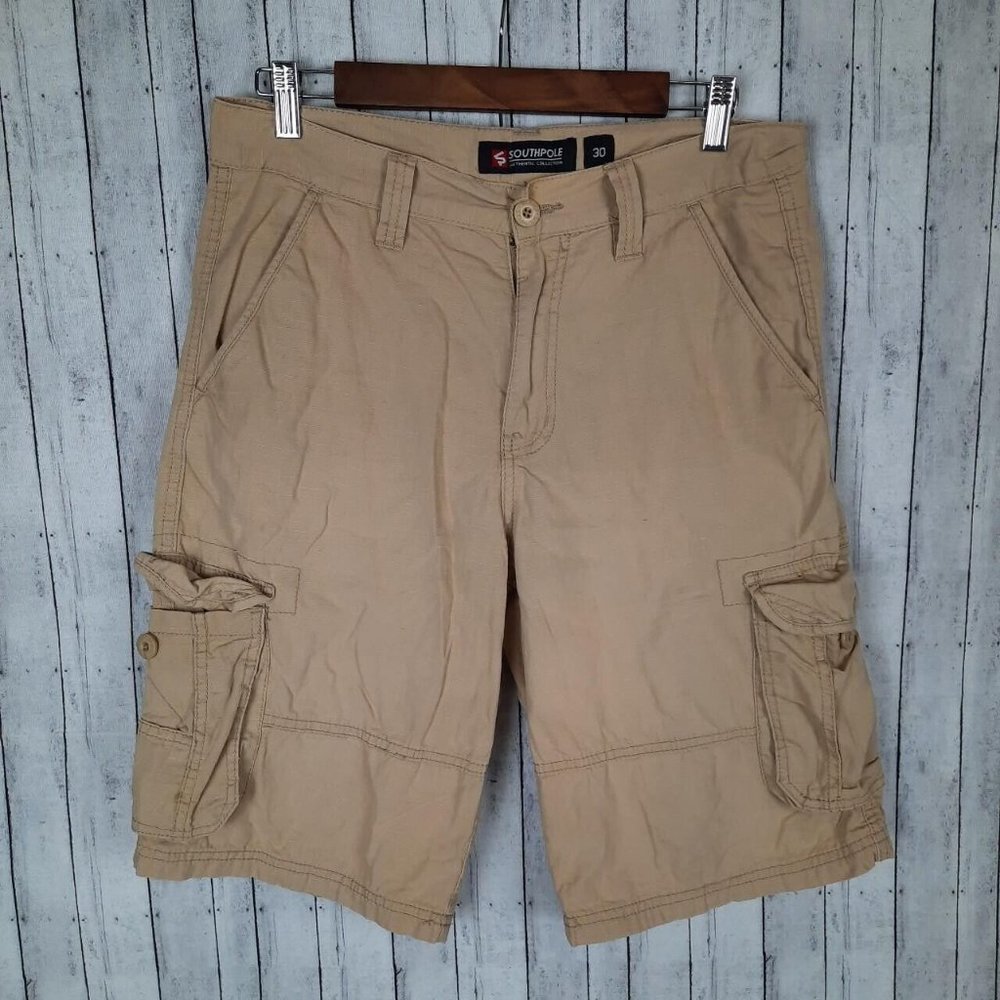 SouthPole Cargo Shorts Men's Tag 30 Actual 32 Khaki Y2K Lightweight
